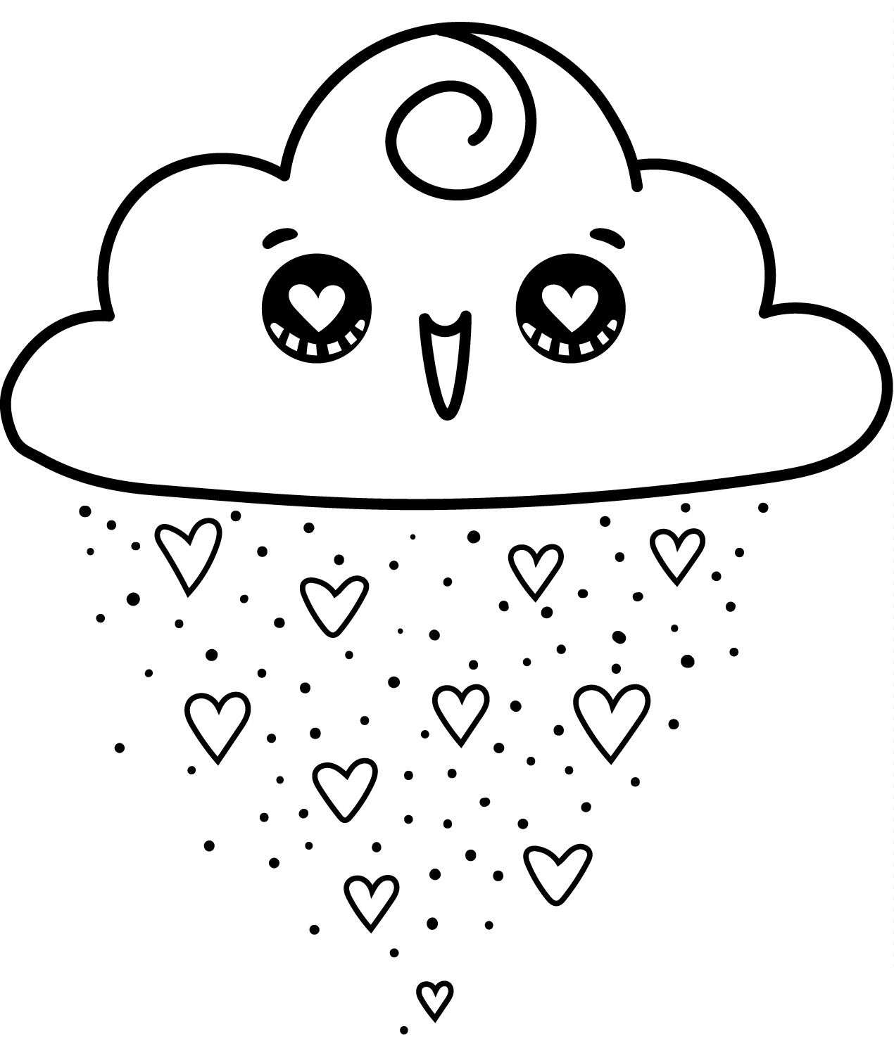 Desenho de Linda Nuvem Kawaii para Baixar e Colorir Gratuitamente