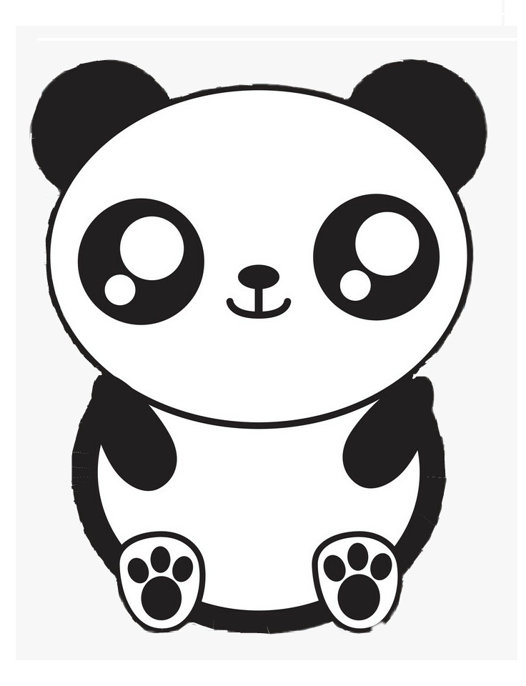Desenho de Lindo Panda Kawaii para Colorir A4