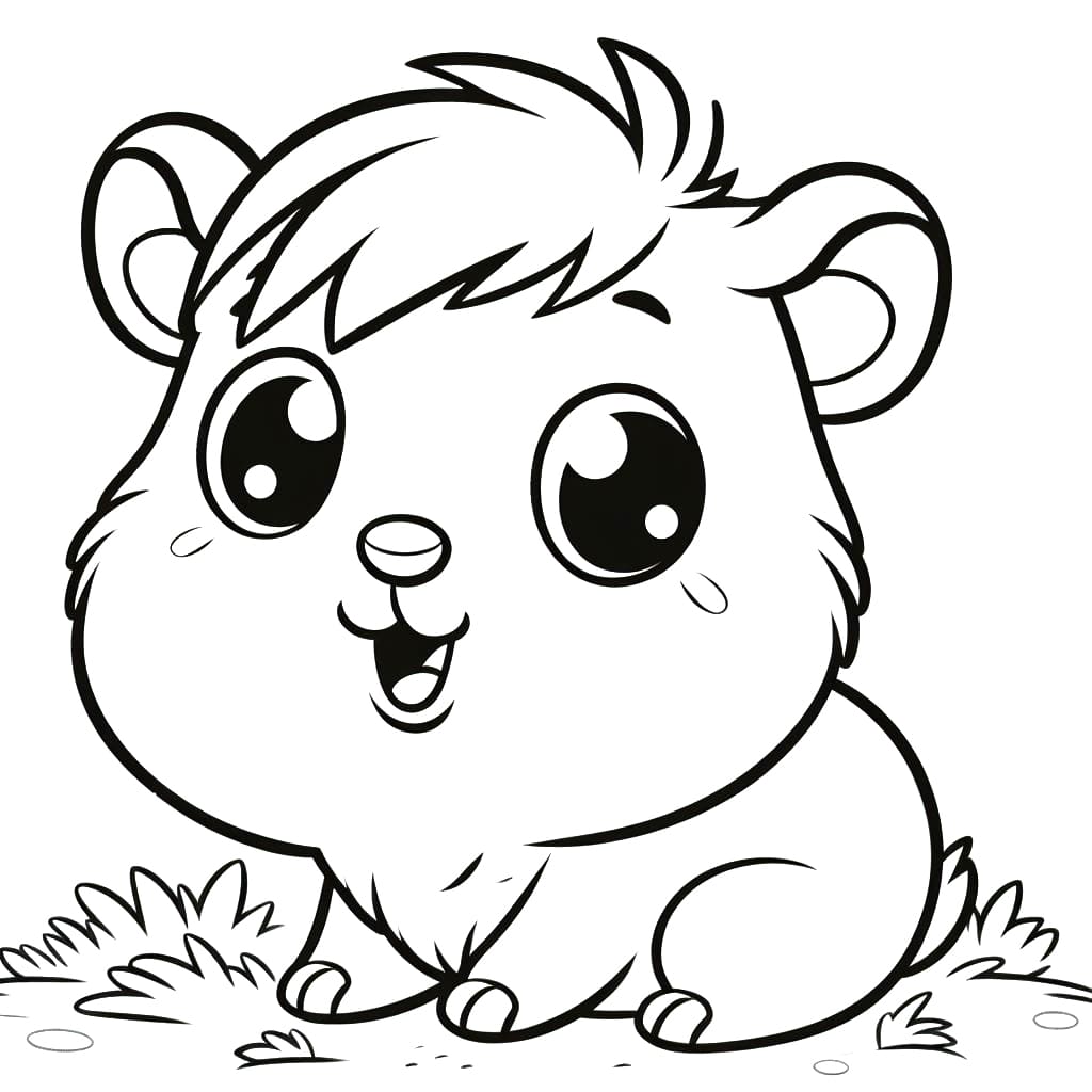 Desenho de Porquinho da Índia Kawaii para Colorir