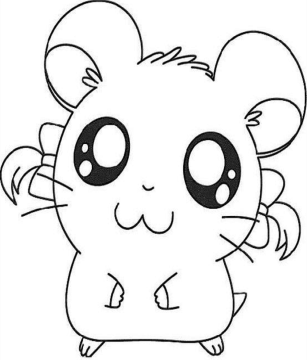 Desenho Pdf de Hamster Kawaii para Imprimir