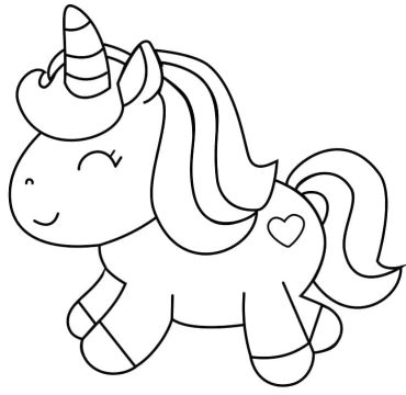 Desenho unicórnio Kawaii para Colorir