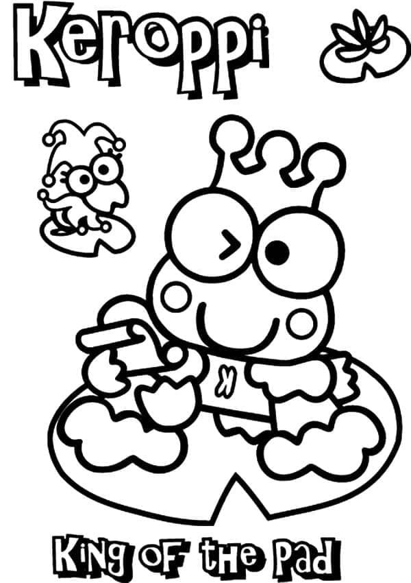Desenho de Keroppi com Corôa para Colorir