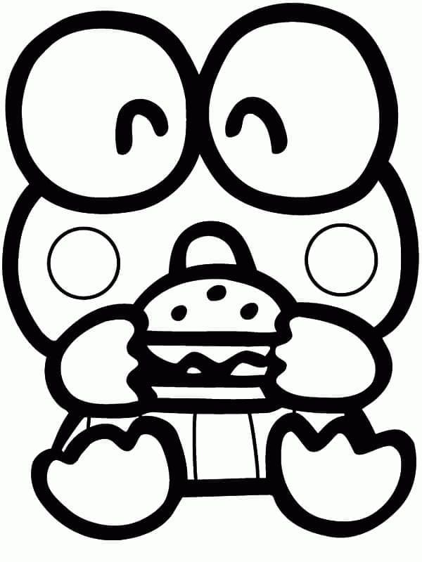 Desenho de Keroppi com Hamburguer para Colorir