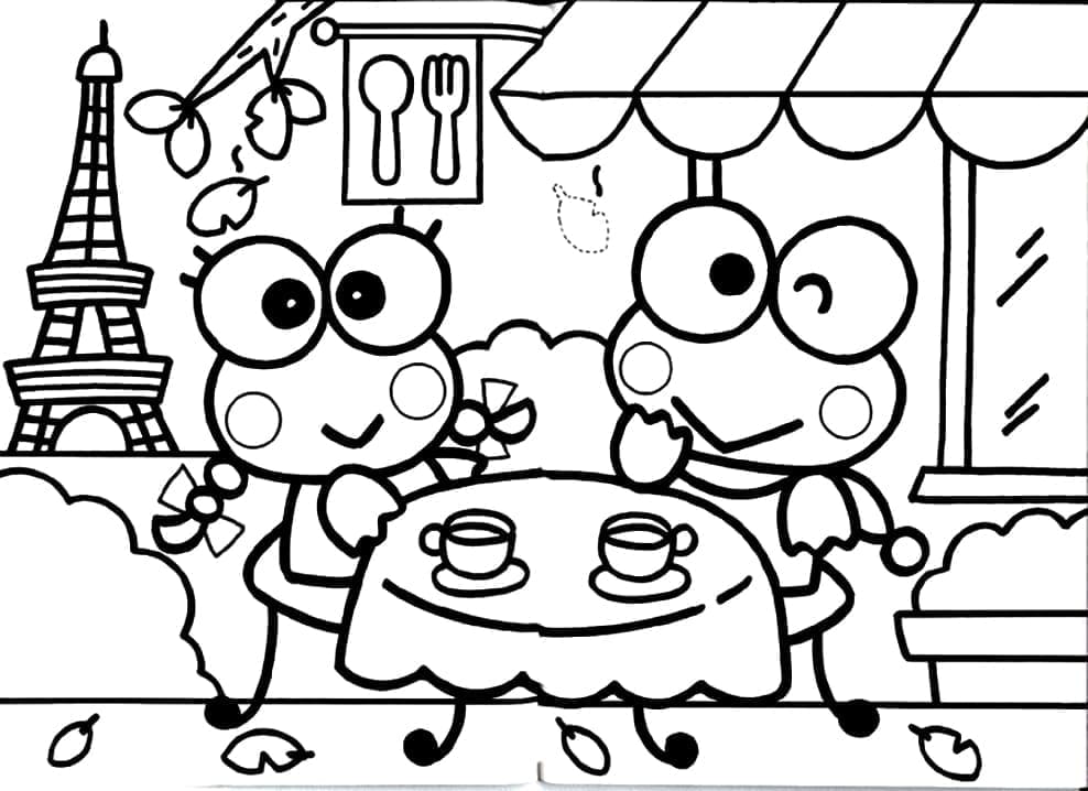 Desenho de Keroppi com Namorada para Colorir