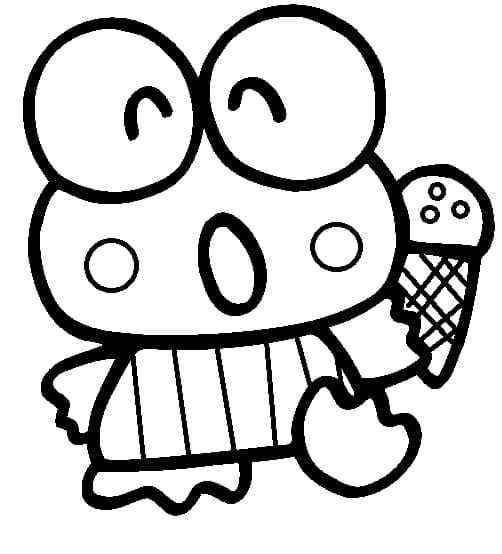 Desenho de Keroppi com Sorvete para Colorir