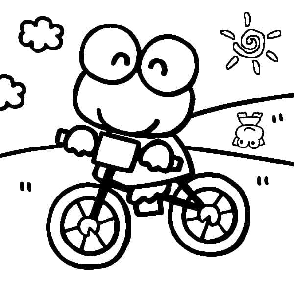 Desenho de Keroppi de Bicicleta para Colorir
