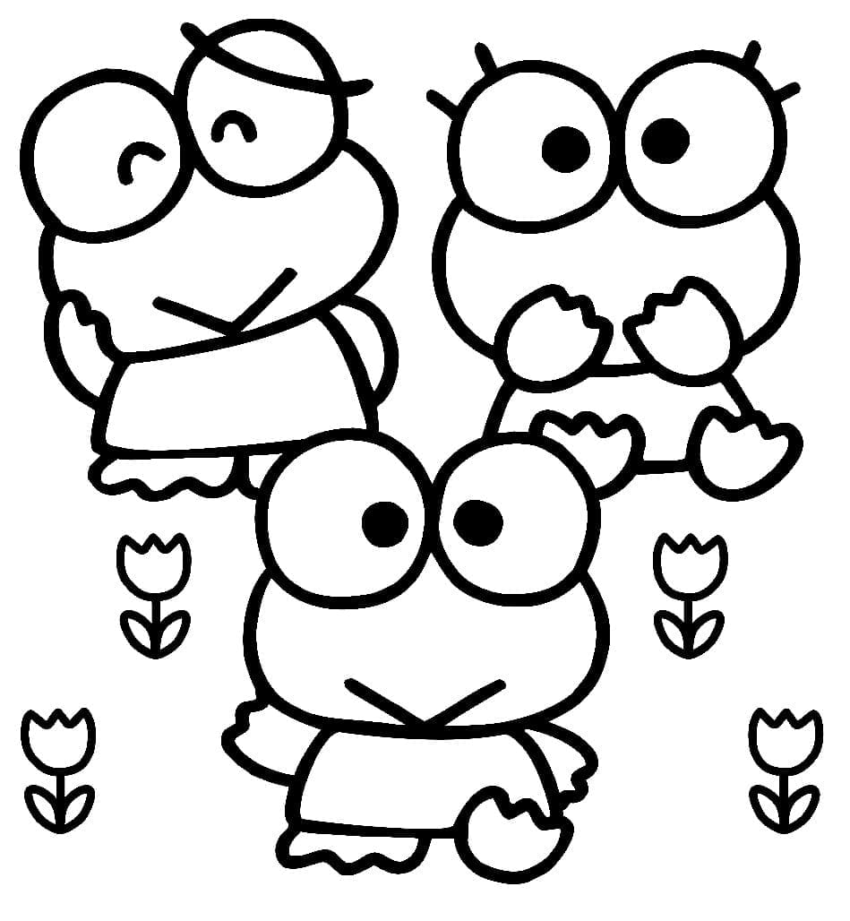Desenho de Keroppi e Amigos para Colorir