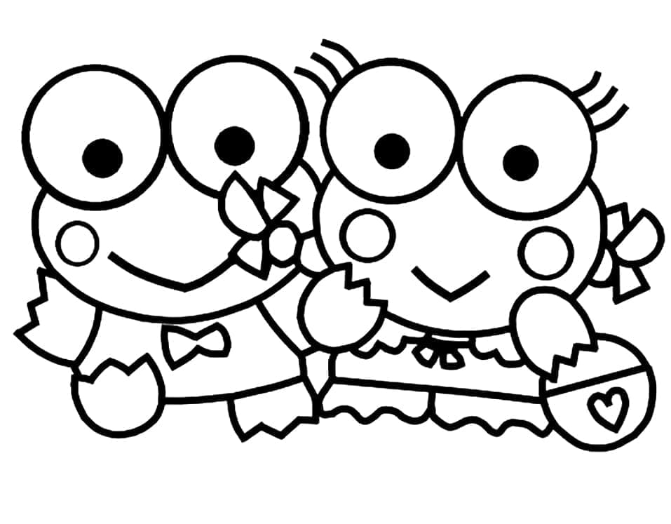 Desenho de Keroppi e Namorada para Colorir