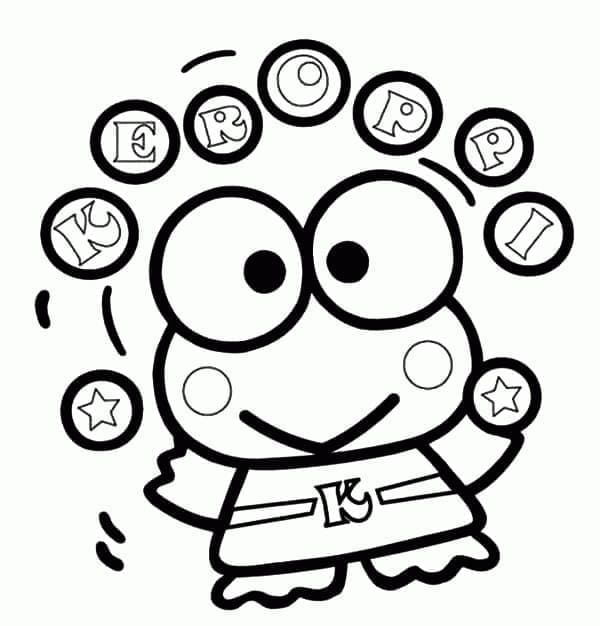 Desenho de Keroppi Fazendo Malabarismo para Colorir