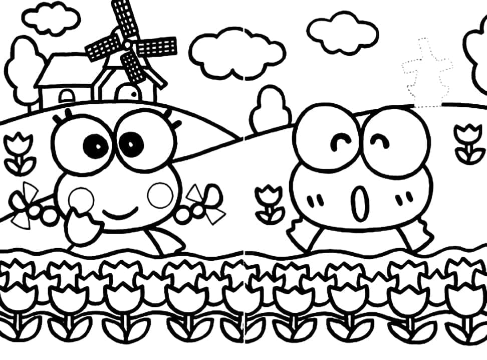 Desenho de Keroppi na Holanda para Colorir
