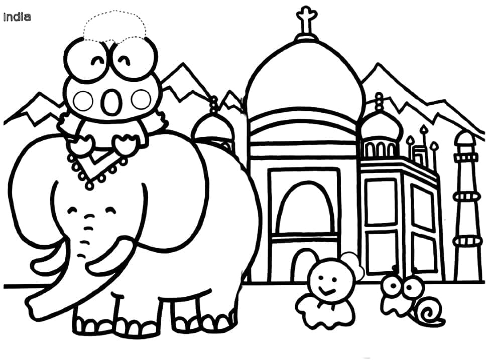 Desenho de Keroppi na Índia para Colorir