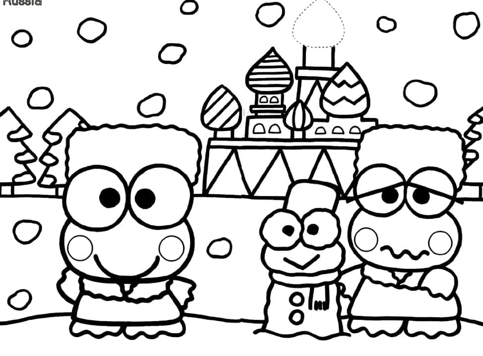 Desenho de Keroppi na Rússia para Colorir