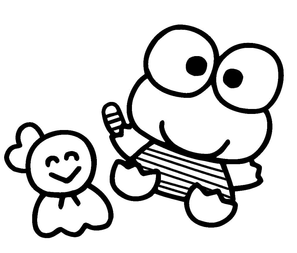 Desenho de Teru Teru e Keroppi para Colorir