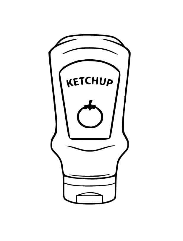 Desenho de Garrafa de Ketchup Grátis para Crianças para Colorir