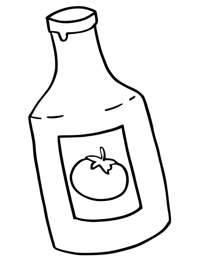 Desenho de Garrafa de Ketchup para Colorir