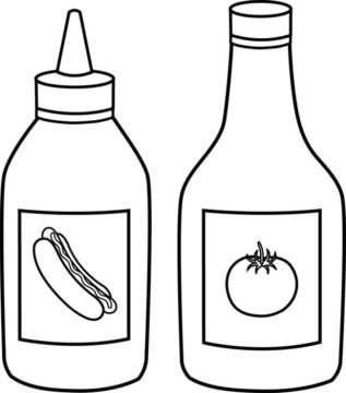 Desenho de Mostarda e Ketchup para Colorir