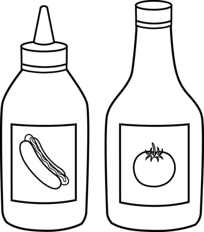 Desenho de Mostarda e Ketchup para Colorir