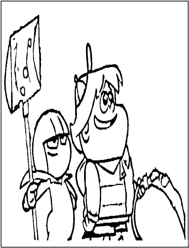 Desenho de Kick Buttowski e Gunther para Colorir