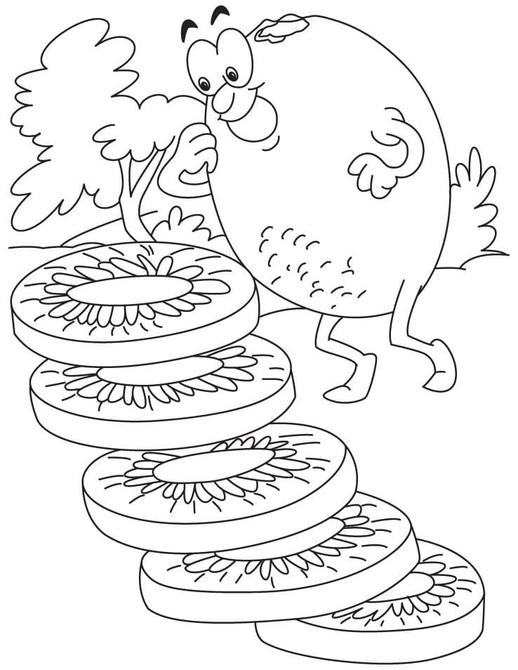 Desenho de Kiwi de Desenho Animado para Colorir