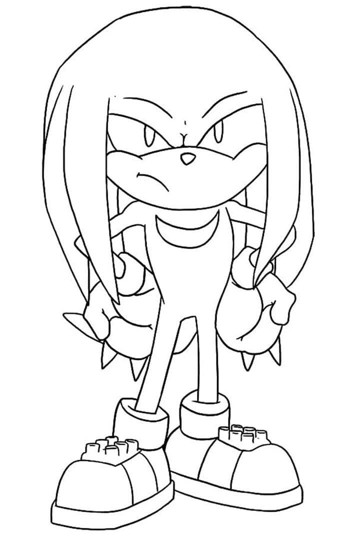 Desenho de Knuckles The Echidna com Raiva para Colorir