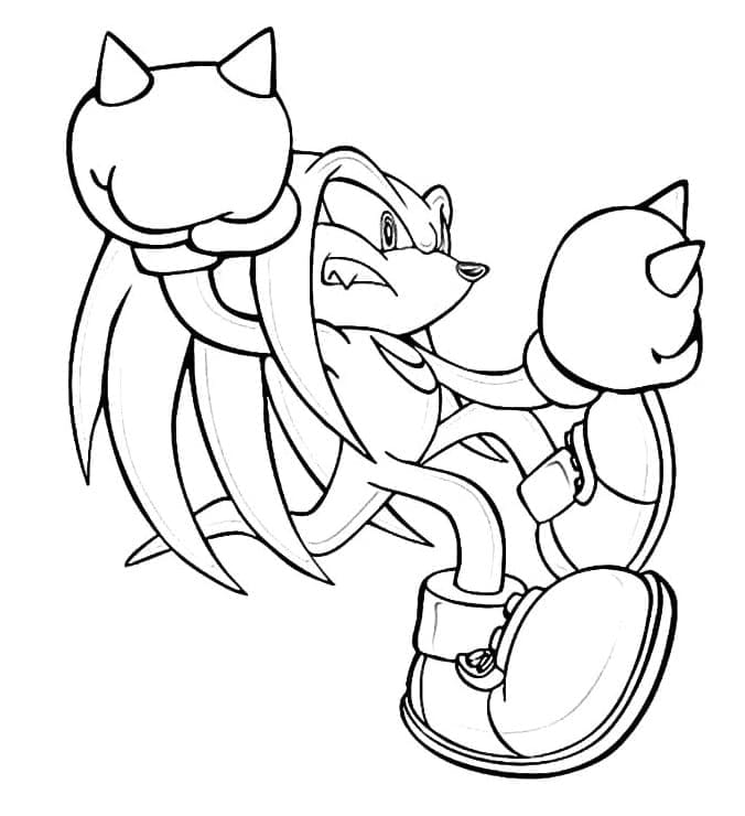 Desenho de Knuckles The Echidna Lutando para Colorir