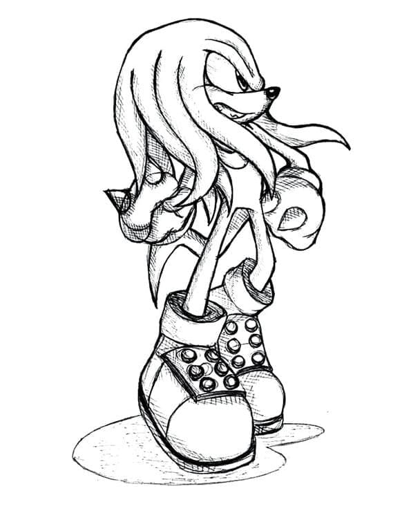 Desenho de Knuckles The Echidna Sonic para Colorir Tinta Guache