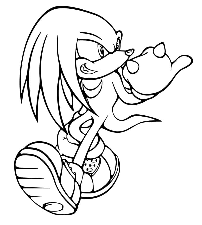 Desenho de Knuckles The Echidna Sorrindo para Colorir