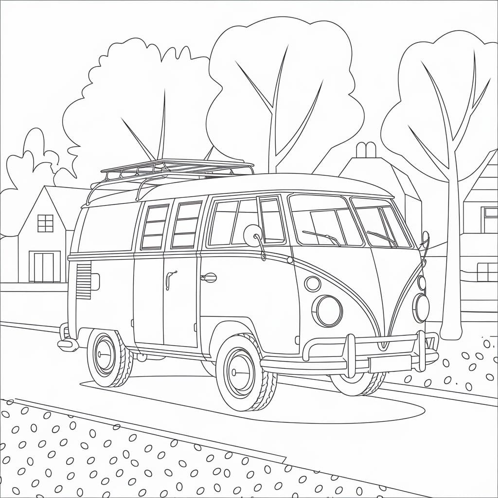 Desenho de Kombi Básica para Colorir