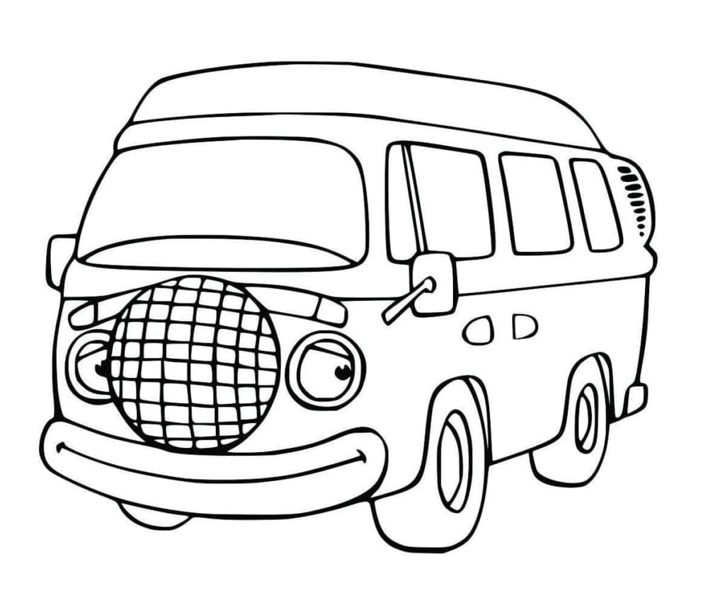 Desenho de Kombi Feliz para Colorir