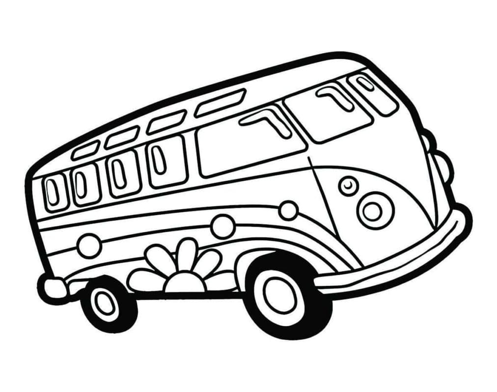 Desenho de Kombi Fofa para Colorir