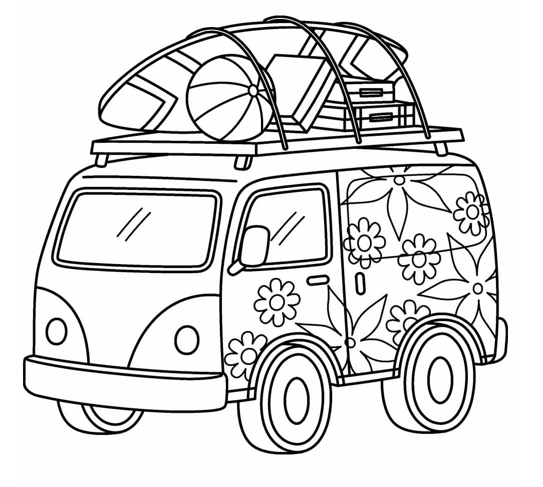 Desenho de Kombi Imprimivel Grátis para Crianças para Colorir
