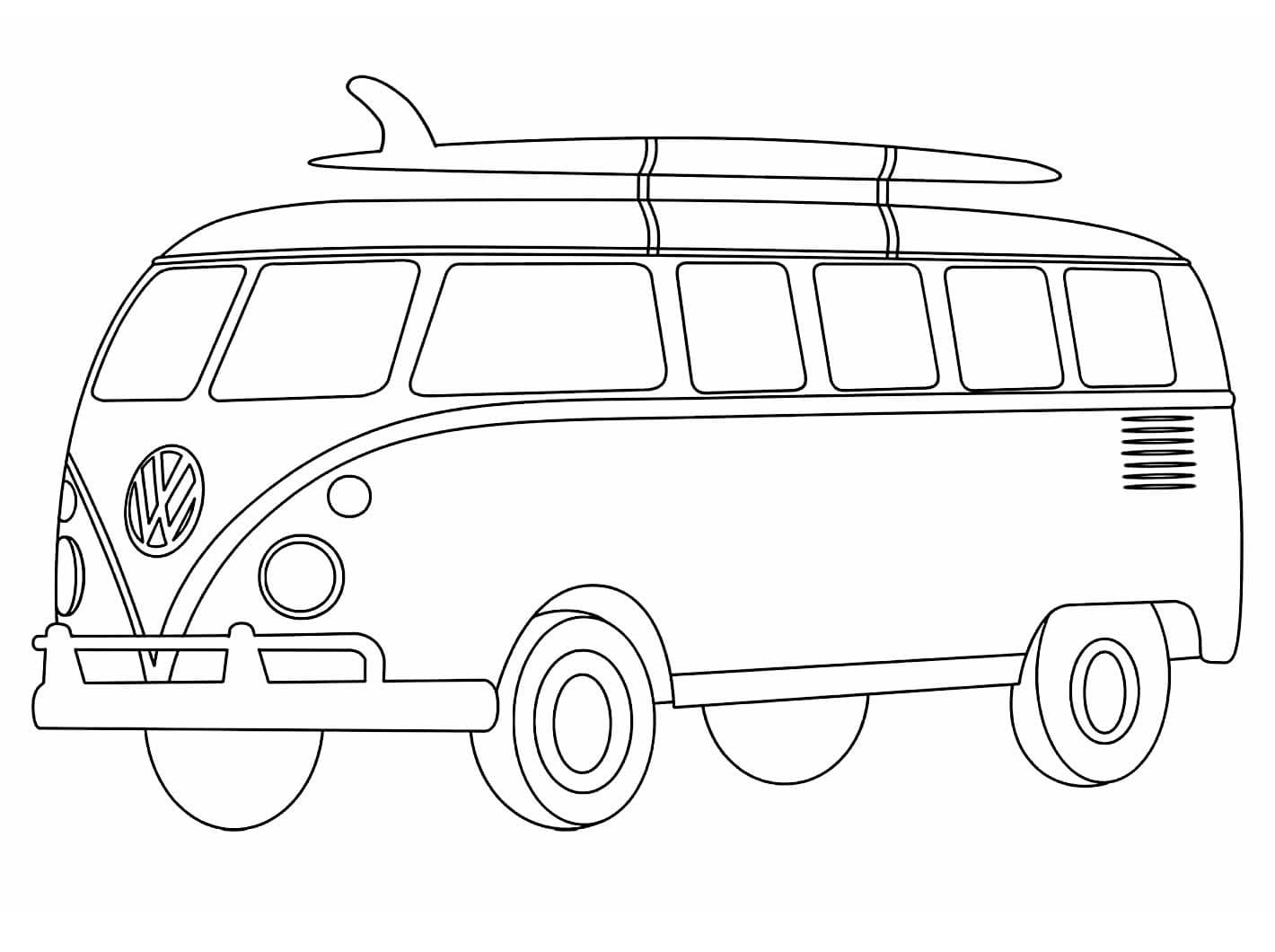 Desenho de Kombi Imprimivel Grátis para Colorir