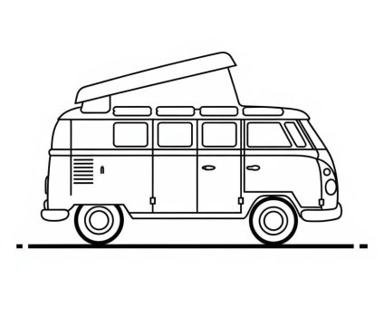 Desenho de Kombi Simples para Colorir