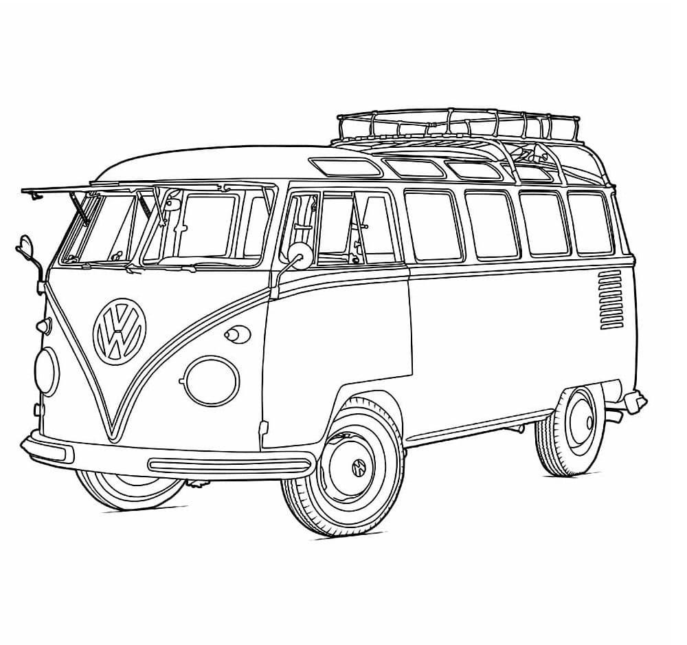 Desenho de Kombi Volkswagen para Colorir