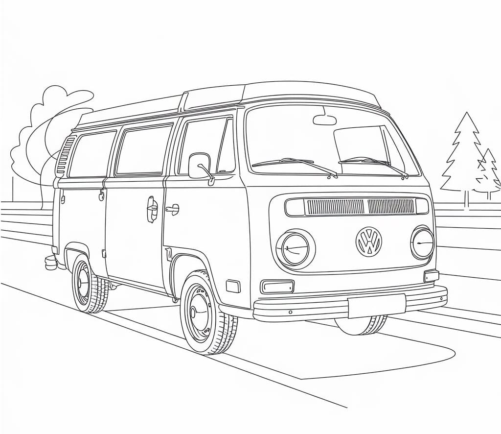 Desenho de Pintura de Kombi para Colorir