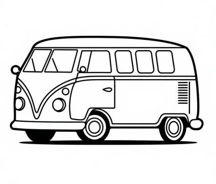 Desenho de Uma Kombi Normal para Colorir