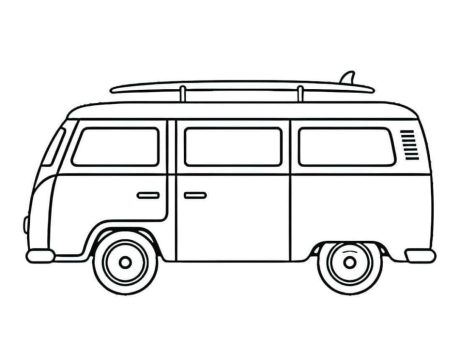 Desenho de Uma Kombi para Colorir