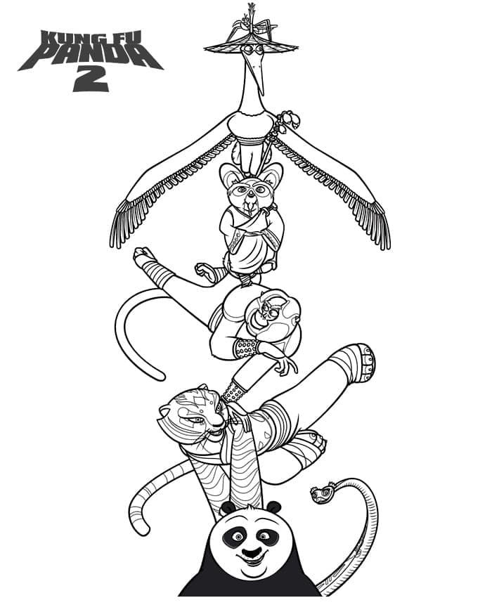 Desenho de Kung Fu Panda Engraçado para Colorir