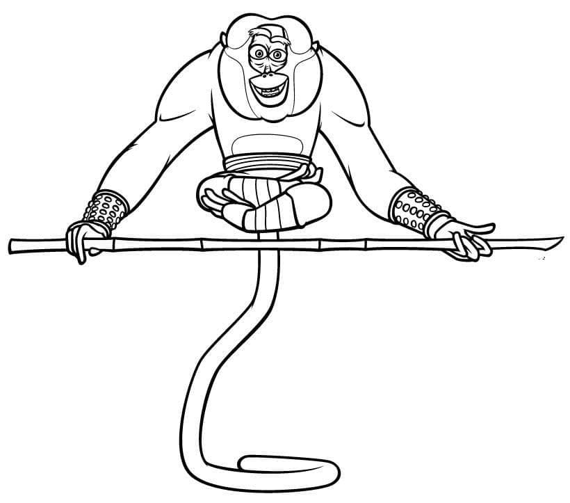 Desenho de Mestre Macaco Kung Fu Panda para Colorir