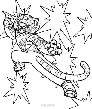 Desenho de Mestre Tigresa de Kung Fu Panda para Colorir
