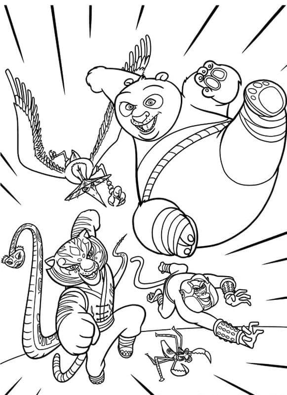 Desenho de Personagens de Kung Fu Panda para Colorir