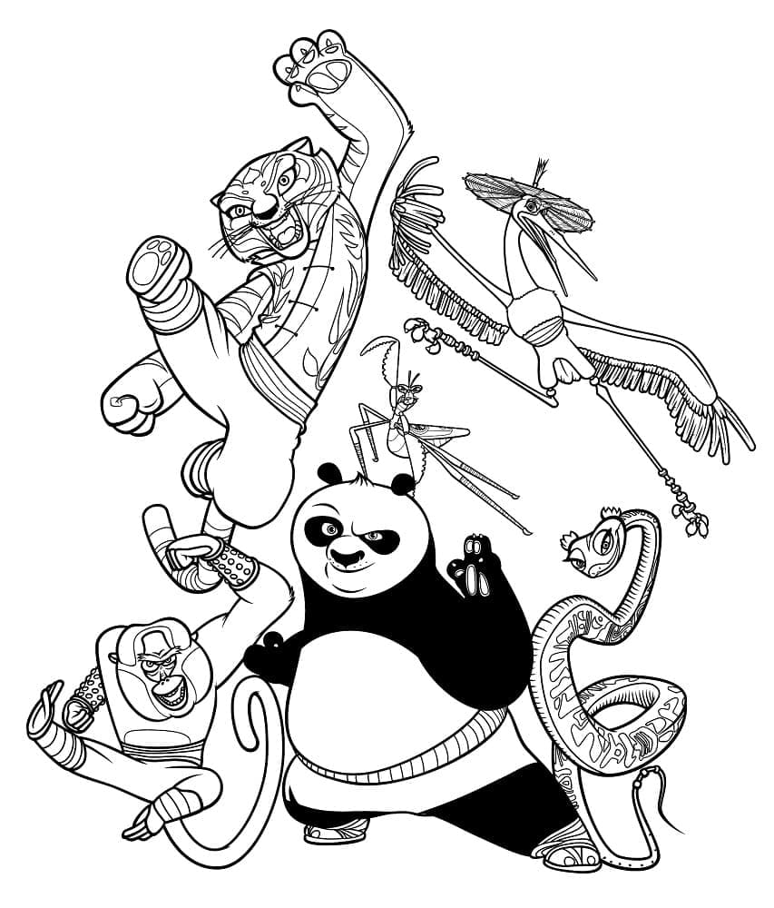 Desenho de Personagens em Kung Fu Panda para Colorir