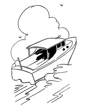 Desenho de Lancha para Colorir e Pintar