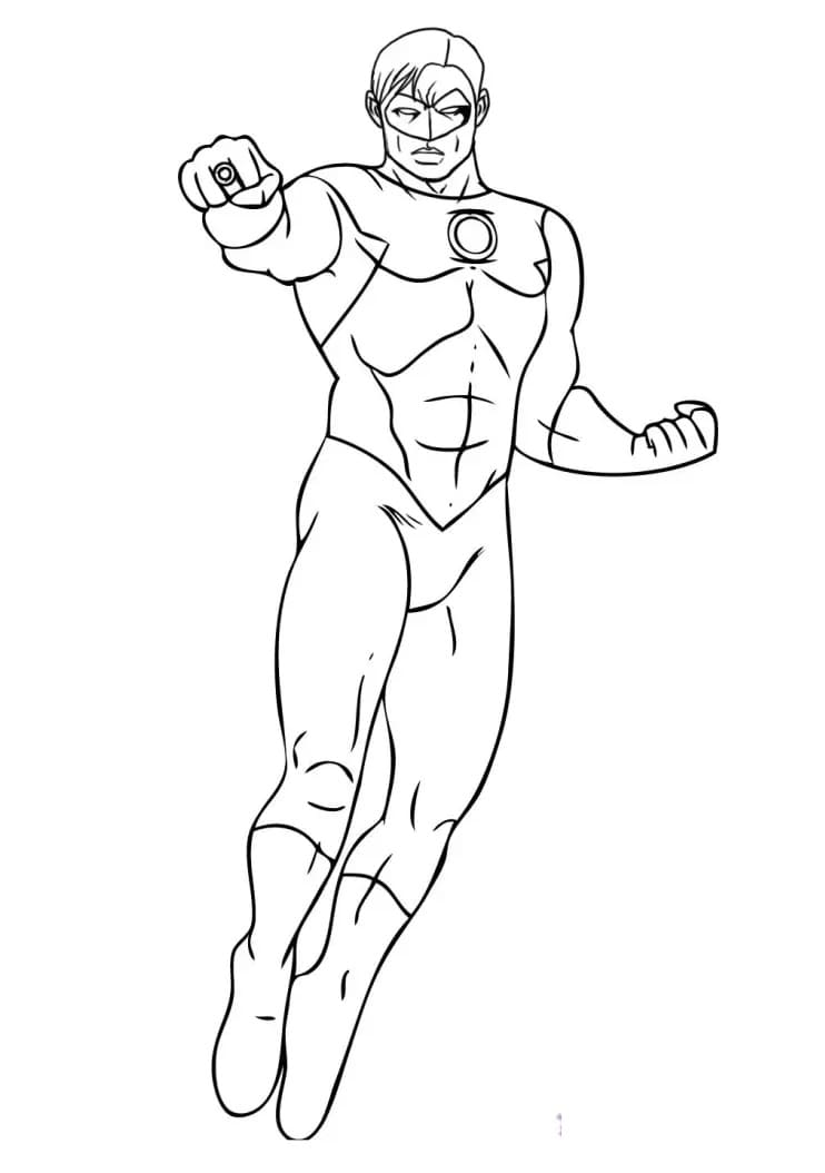 Desenho de Lanterna Verde com Anel para Colorir