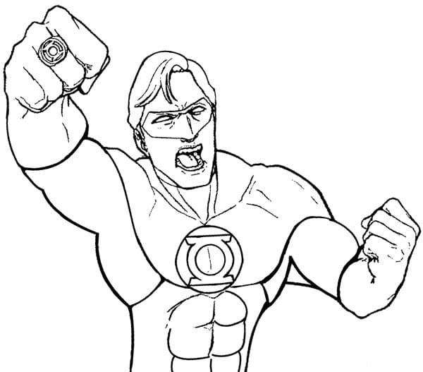 Desenho de Lanterna Verde com Capá para Colorir