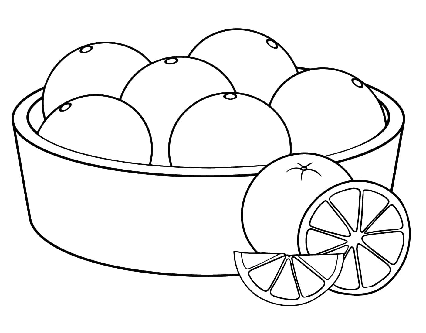 Desenho de Cesta de Laranja para Colorir