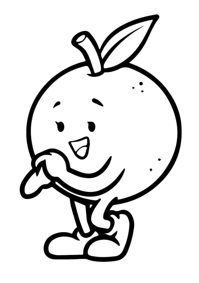 Desenho de Laranja Animada para Colorir