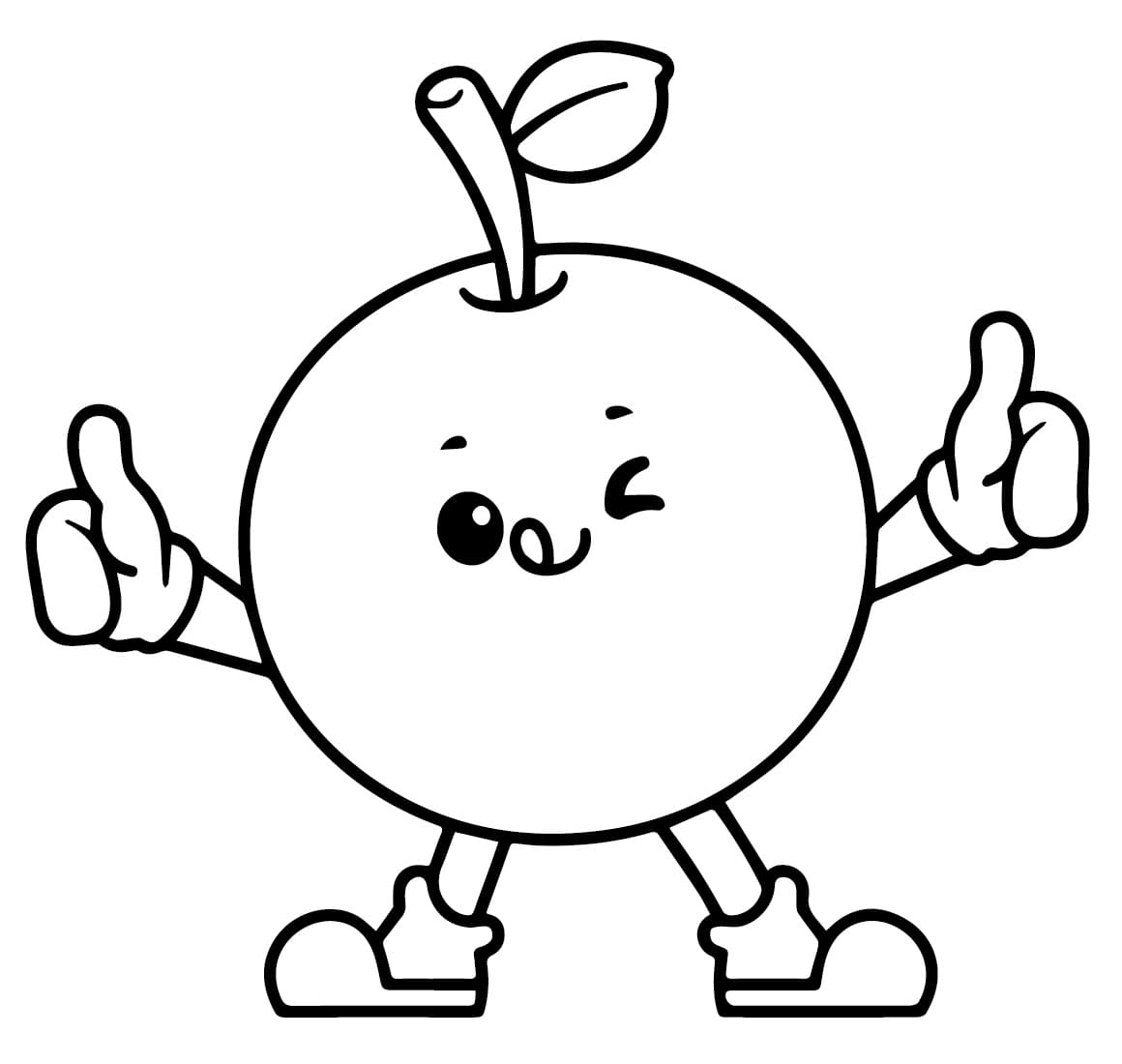 Desenho de Laranja de Desenho Animado para Colorir