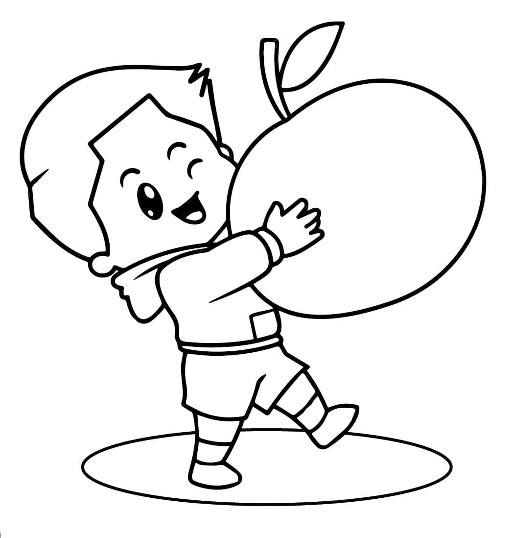 Desenho de Menino e Laranja para Colorir