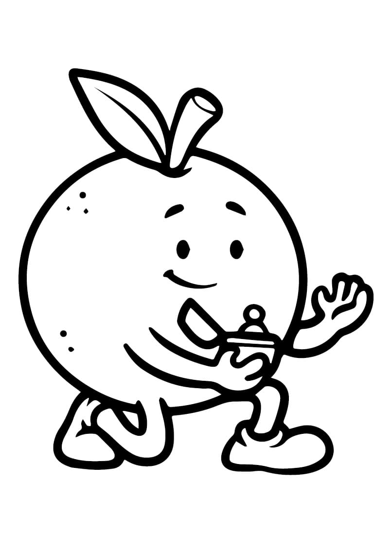 Desenho de uma Laranja Animada para Colorir